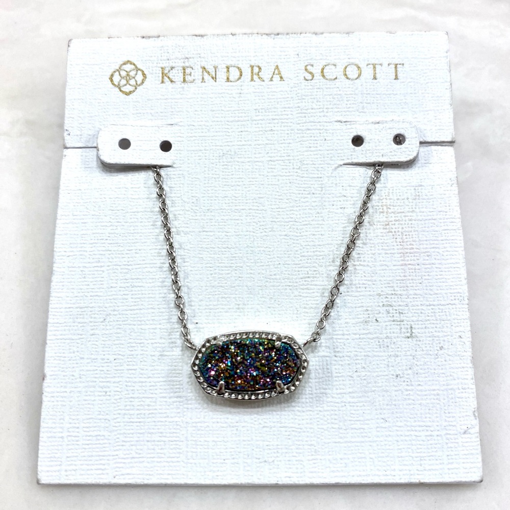 Kendra Scott Silver Multicolor Druzy Necklace